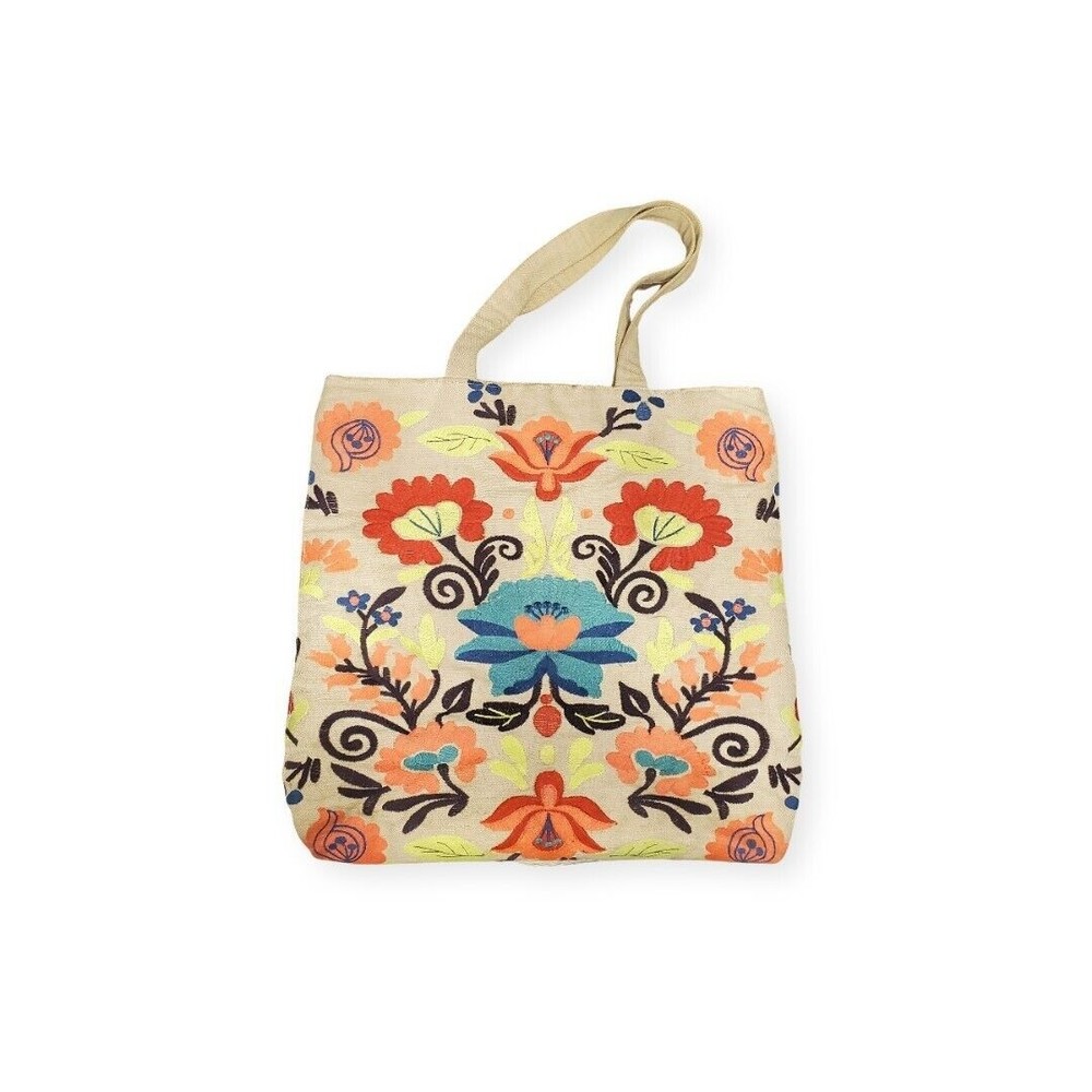 Merona Floral Bohemian Embroidered Beach Bag Womens Purse